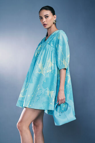 Turquoise Diaries Cotton Dress, Turquoise, image 4